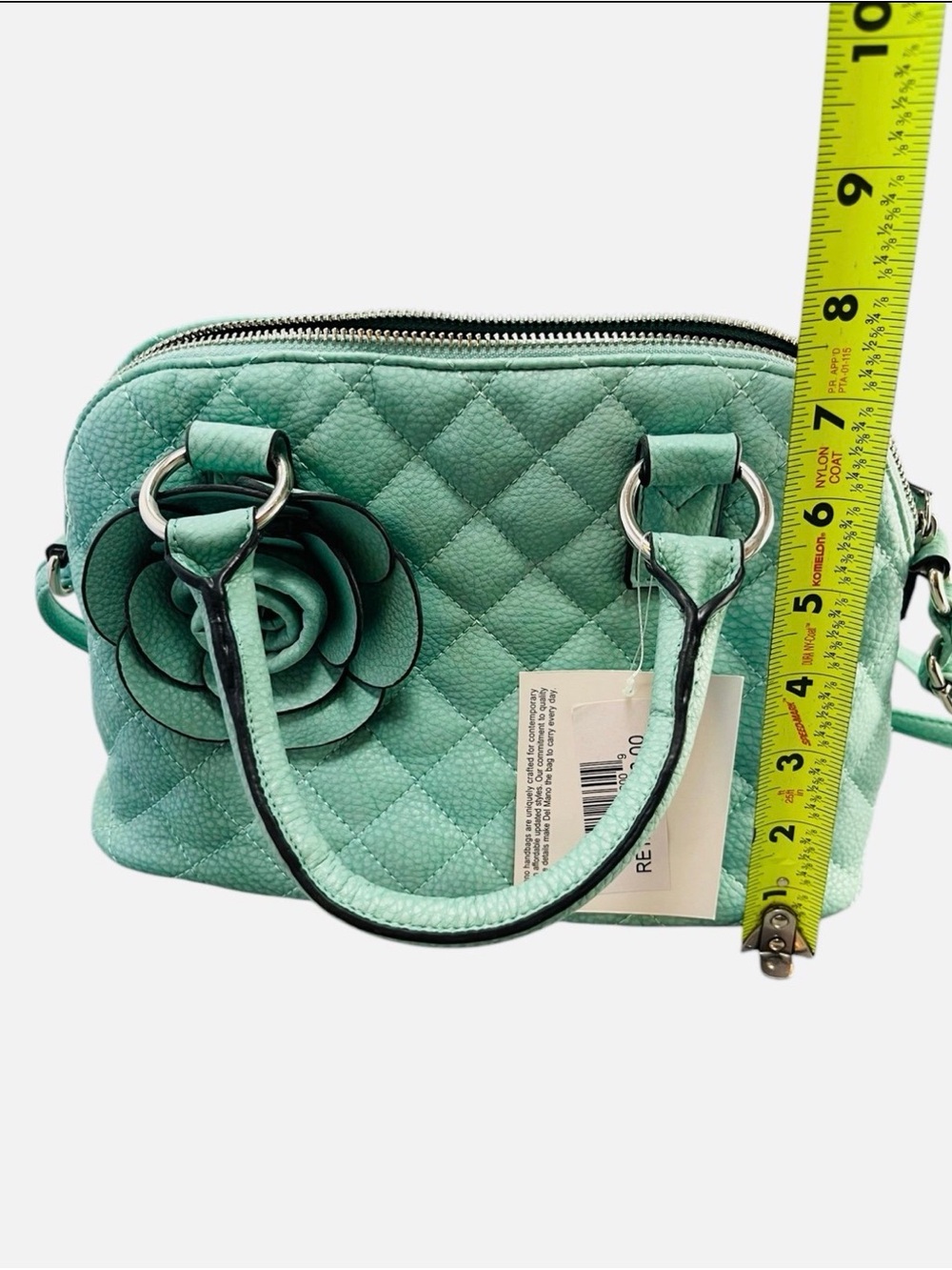 Vintage Del Mano Mint Green Pillow Shoulder Bag Purse Rose Casual NWT - Picture 7 of 8